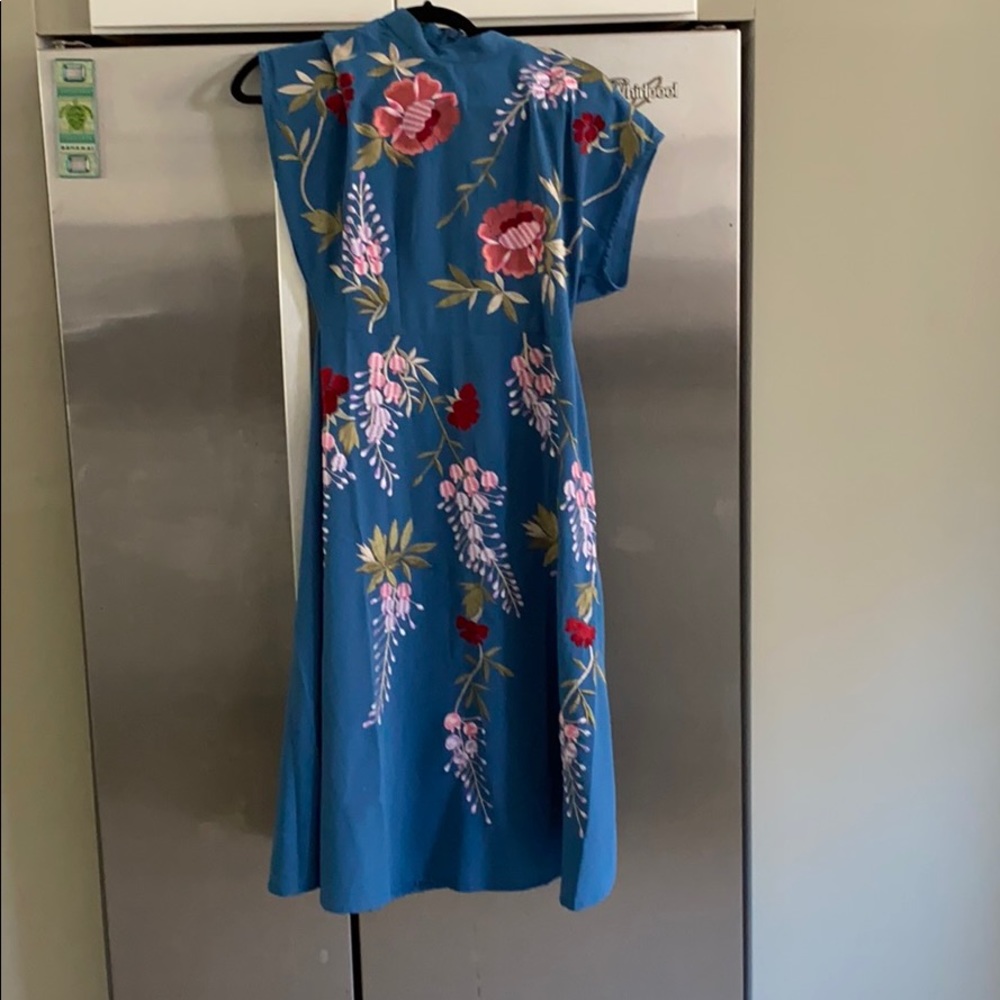 ASOS Floral Embroidered Blue Dress